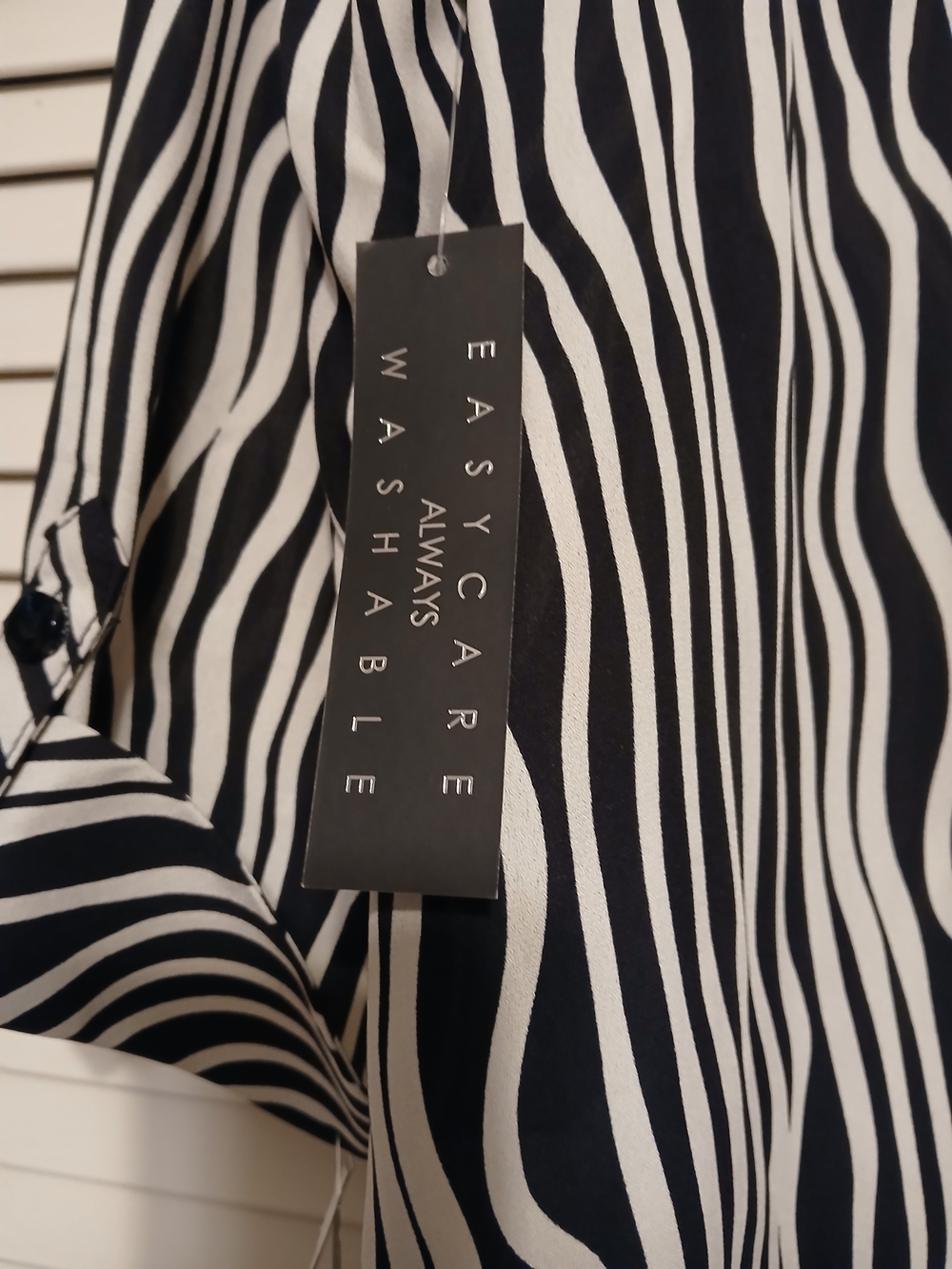 Black & White Wavy Stripe Button-Down Blouse